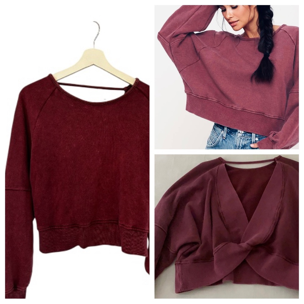Lulus Sweatshirt Women's S Burgundy Pullover Top Twist
Connection Backless